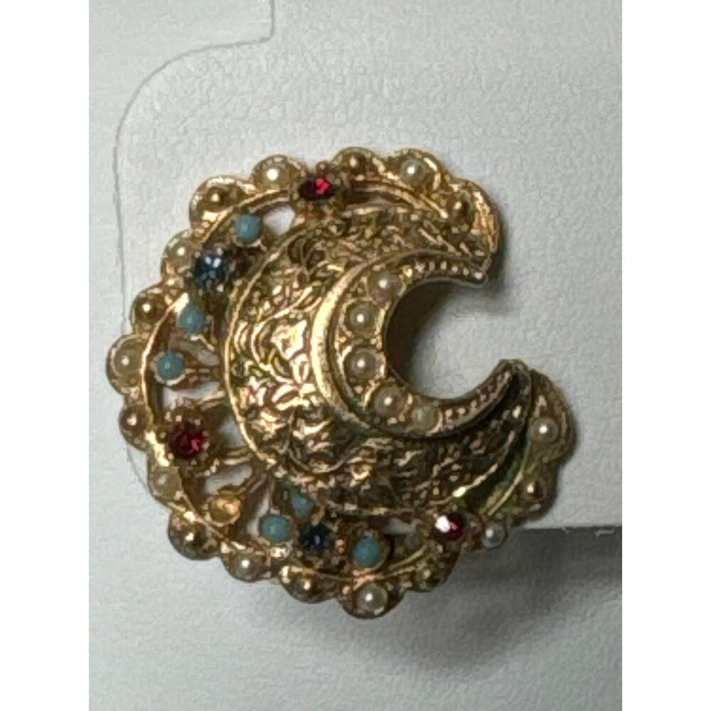 Vintage mid century Crown Brooch & clip on earrings by the Art Jewelry Company - Picture 7 of 13